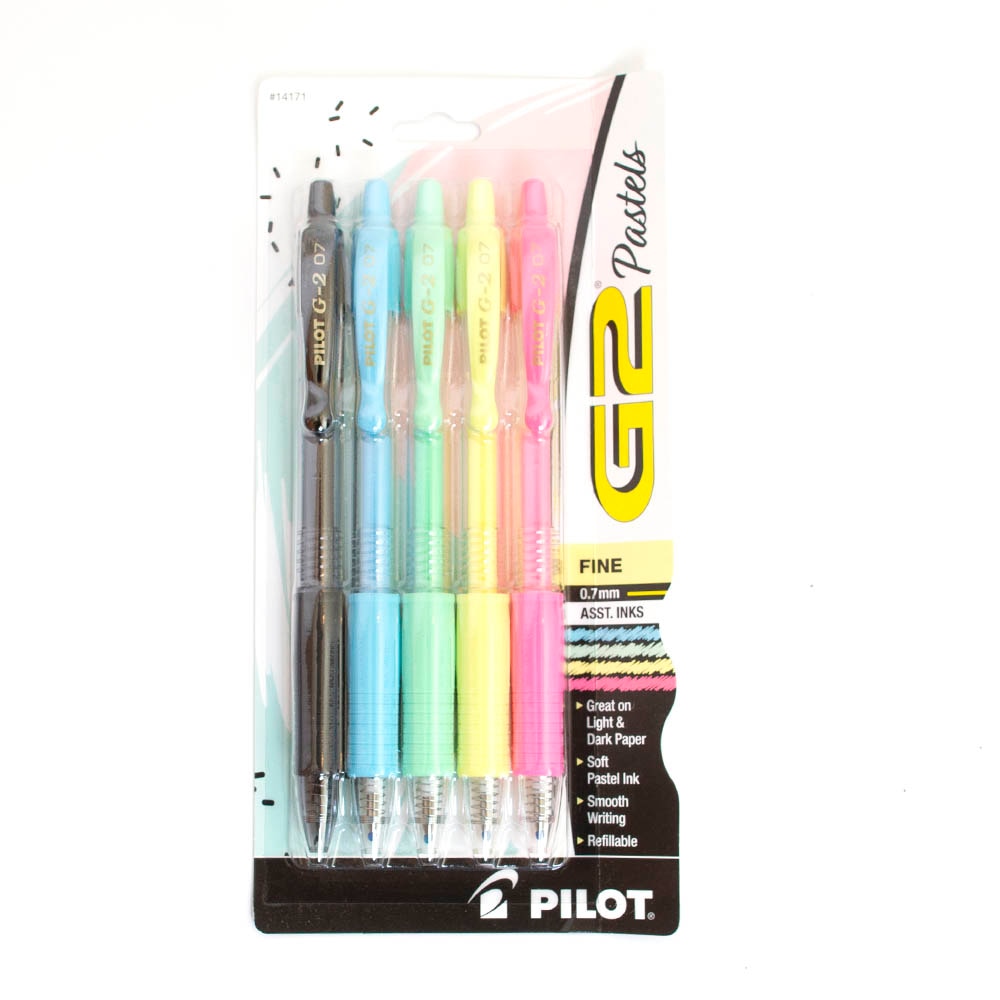 Pilot, G2, Gel, Fine Pen, Pastels, 5 Count